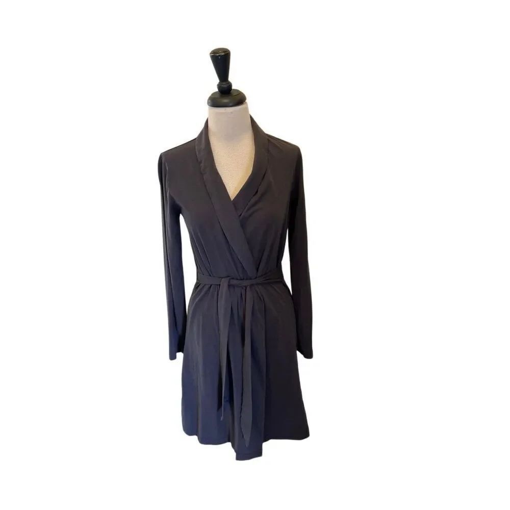 Soma Restore Women's Aloe Knit Long Sleeve Tie Belt Robe Gray Small